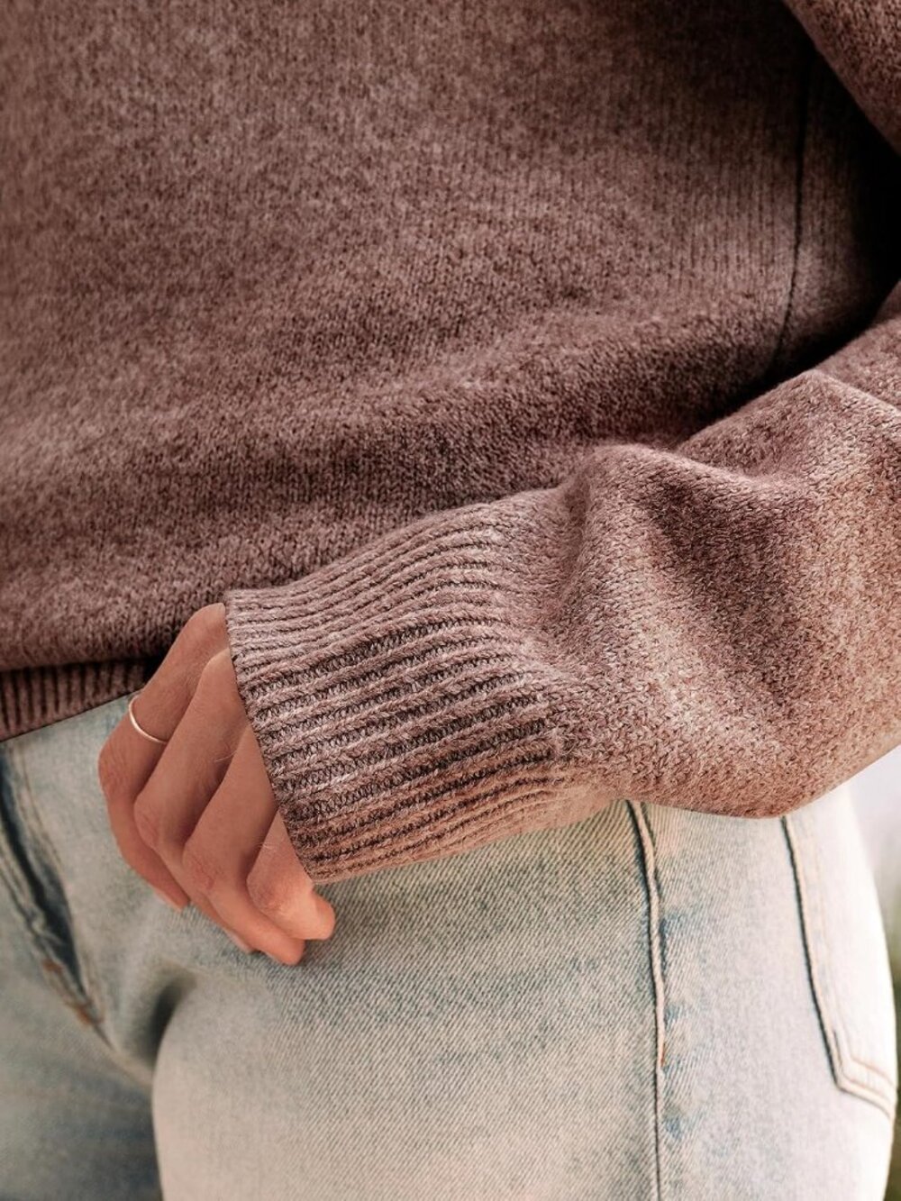 〽️Women's Caramel Off Shoulder Loose Oversized Knit Pullover Sweater Fall Top - Picture 5 of 6
